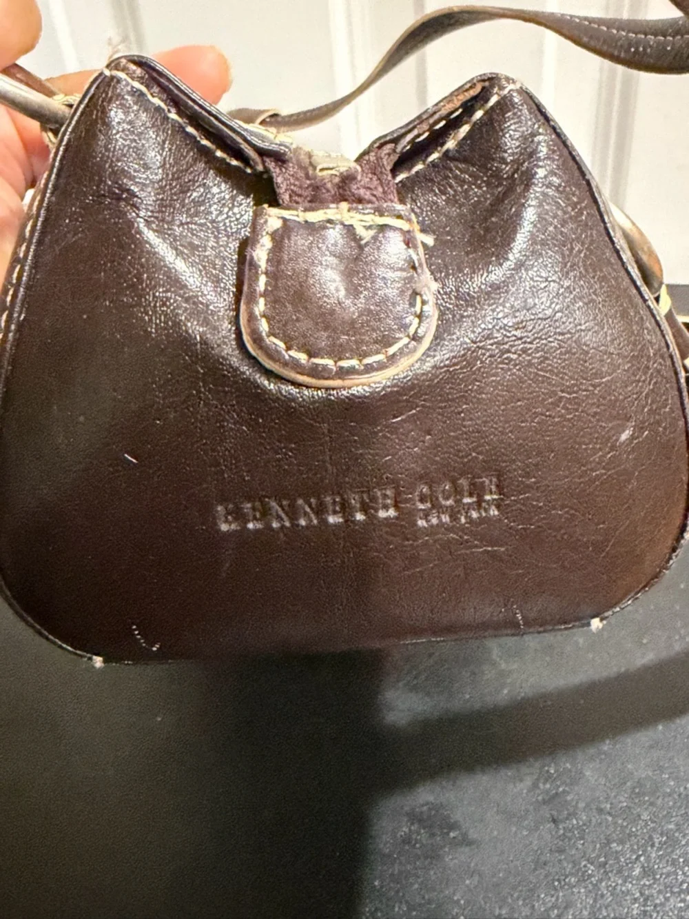 Kenneth Cole Chocolate Brown Leather Shoulder Bag